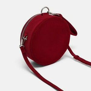 NWT Zara red corduroy circular bag